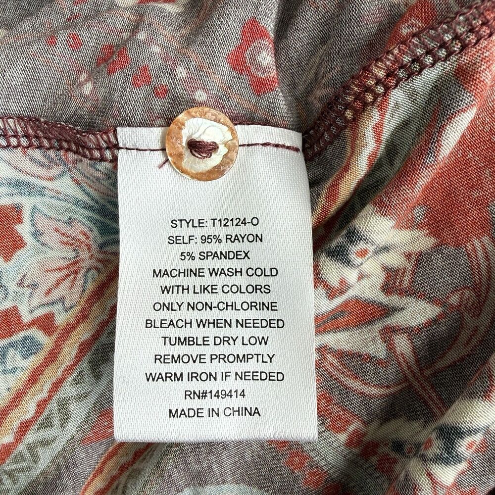 Johnny Was Rayon Janie Favorite Button Front Shirt Blouse Boho Paisley Floral XS - Picture 7 of 9